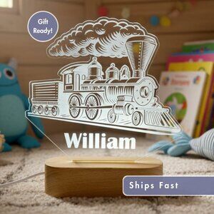 Train Custom Name Light | Personalized LED Decor for Kids | Christmas